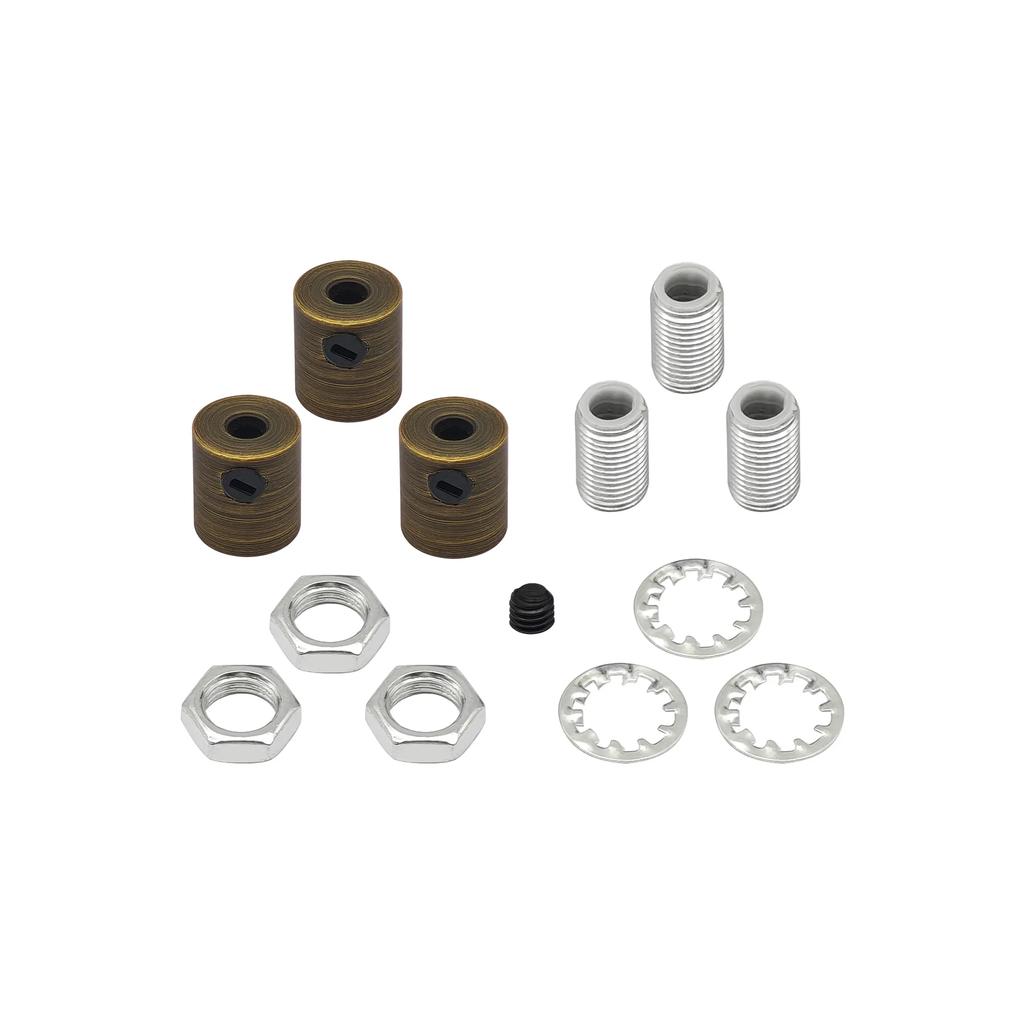 D1166BZ  Hayes Metal Cable Grip Kit (3pcs) Gilt Bronze, c/w 4.5mm Hole Thread, Washer & Nut, Plastic Grub Screws